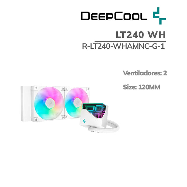 Enfriamiento Líquido DeepCool LT240 WH ARGB | 240mm | 2 en 1 | Iluminación ARGB