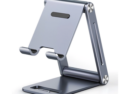 Soporte celular UGREEN LP263 plateado vista frontal con smartphone