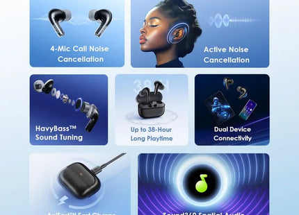 Audífono Oraimo SpaceBuds Z | Inalámbrico Bluetooth | IPX5 | OTW-625