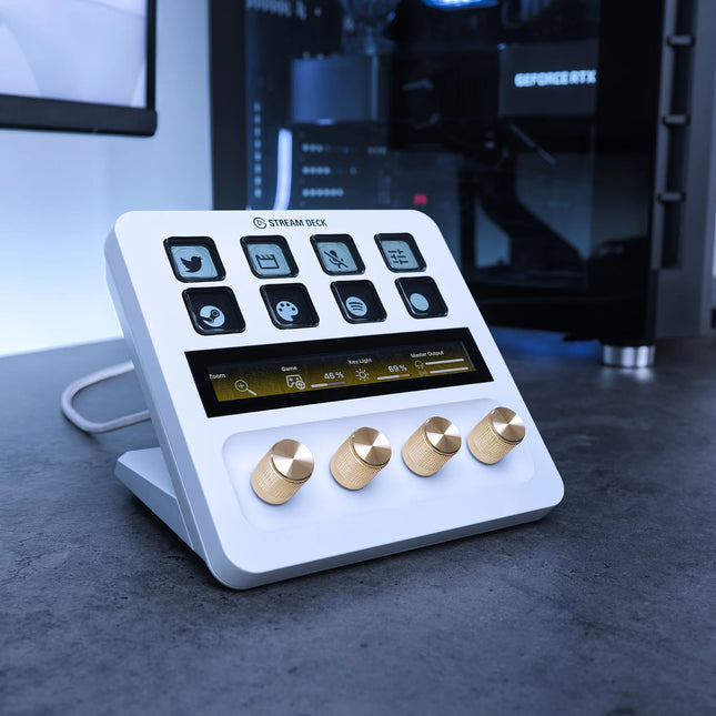 Teclado para Streaming Elgato Stream Deck+ | Controles Táctiles | Perillas Giratorias | Pantalla LCD | Color Blanco