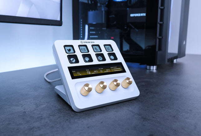 Teclado para Streaming Elgato Stream Deck+ | Controles Táctiles | Perillas Giratorias | Pantalla LCD | Color Blanco