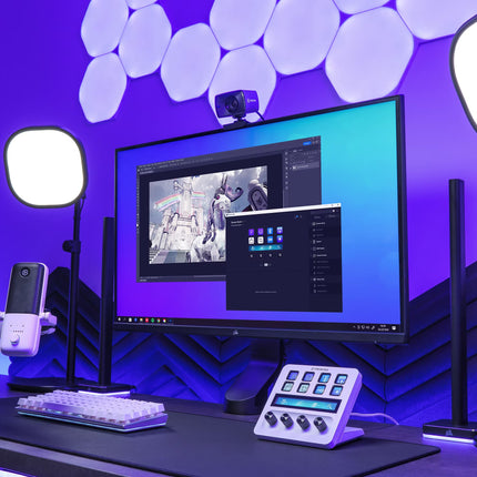 Teclado para Streaming Elgato Stream Deck+ | Controles Táctiles | Perillas Giratorias | Pantalla LCD | Color Blanco