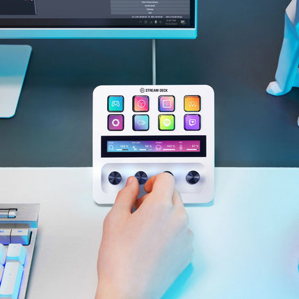 Teclado para Streaming Elgato Stream Deck+ | Controles Táctiles | Perillas Giratorias | Pantalla LCD | Color Blanco
