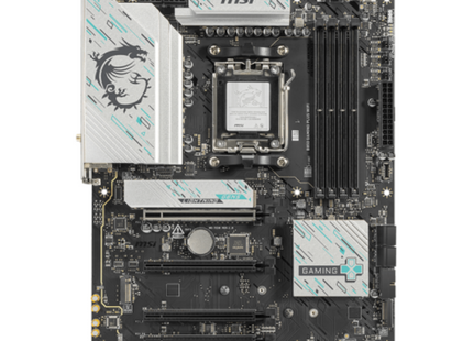 Tarjeta madre MSI B850 Gaming Plus WiFi AM5 DDR5 vista frontal completa