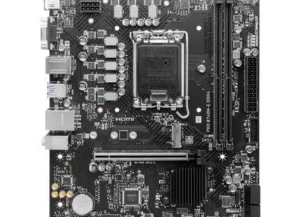 Tarjeta madre MSI PRO B760M-E vista frontal con socket LGA 1700
