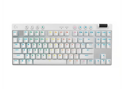Teclado gaming Logitech G Pro X TKL mecánico inalámbrico con iluminación RGB vista frontal completa