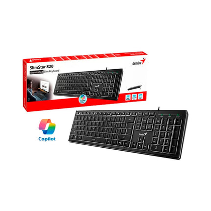 Teclado Genius SlimStar 820 | Alámbrico USB | Membrana | Español | Diseño Slim | Negro