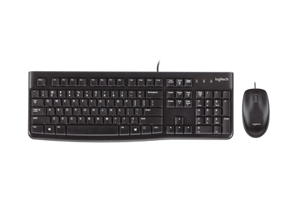 Teclado y Mouse Logitech MK120 alámbrico USB negro vista frontal completa