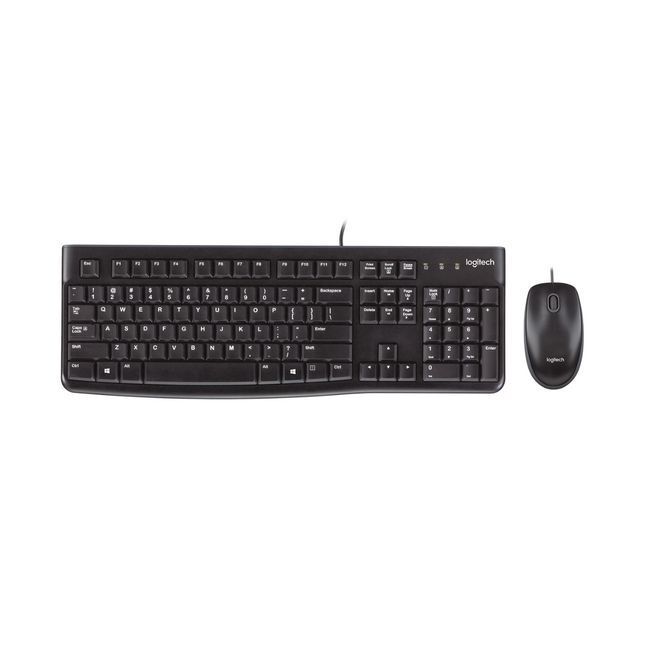 Teclado y Mouse Logitech MK120 alámbrico USB negro vista frontal completa