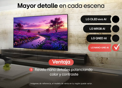 Televisor Smart LG NANO 4K UHD AI NU85 65" 65NU850BPSA webOS 26