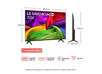Televisor Smart LG NANO 4K UHD AI NU85 65" 65NU850BPSA webOS 26