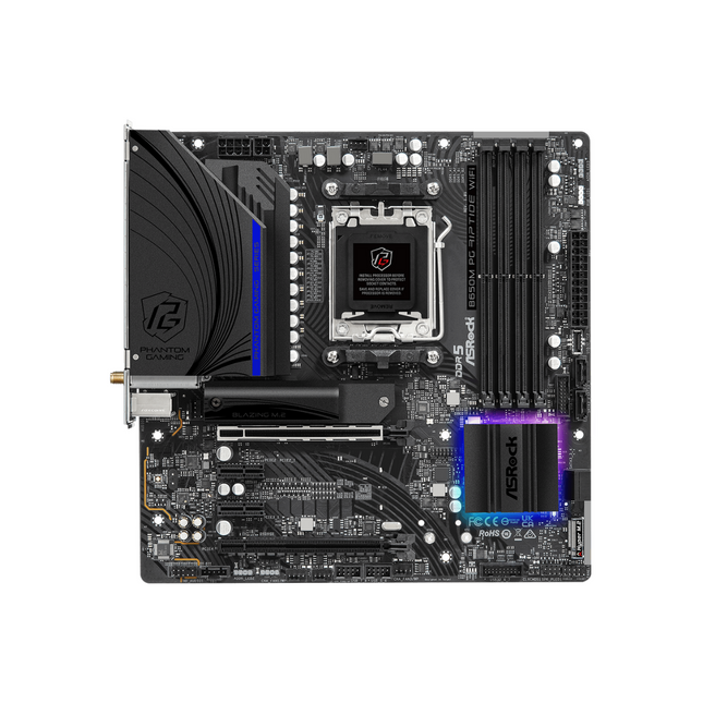 Tarjeta Madre ASRock B650M PG Riptide WiFi | Micro ATX | AM5 | DDR5 hasta 7200+ MHz | WiFi 6E