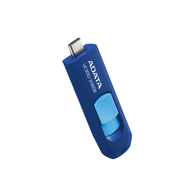 Memoria USB ADATA UC300 | 128GB | USB 3.2 | Tipo-C | Azul | Diseño sin tapa