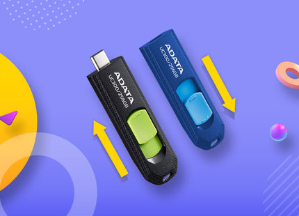 Memoria USB ADATA UC300 | 32GB | USB 3.2 Gen 1 Tipo-C | Hasta 100 MB/s | Diseño Retráctil | Negro/Verde | ACHO-UC300-32G-RBK/GN