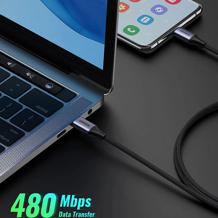 Cable UGREEN US316 | USB-C Trenzado | 2m | Carga Rápida | Negro