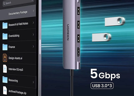 Empaque y contenido del Hub USB C UGREEN CM511 completo