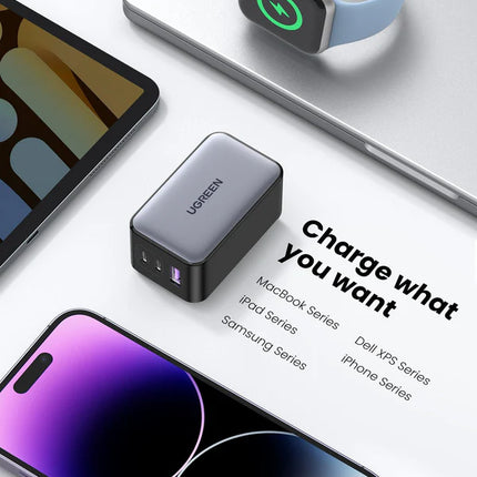 Cargador UGREEN X755 Nexode Pro | 3 Puertos (2 USB-C + 1 USB-A) | Carga Rápida 65W