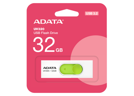 Memoria USB ADATA | 32GB | USB 3.2 | Blanco/Verde | AUV320-32G-RWHGN