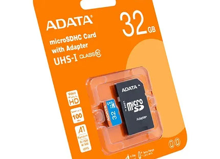 Memoria Micro SD ADATA | 32GB | Clase 10 | UHS-I | 85MB/s lectura | Con adaptador SD