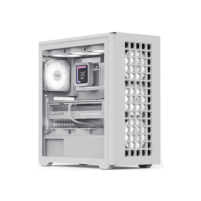 Case RGB AeroCool D502A Torre Media | Malla | 3 Ventiladores Frontales | 1 Ventilador Trasero