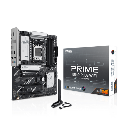 Tarjeta Madre ASUS PRIME B840-PLUS WIFI | AM5 | DDR5 | 4x M.2 + 6x SATA | USB 3.2 | WIFI 6 | PCIe 5.0 | Aura Sync RGB
