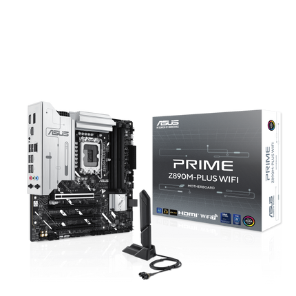 Tarjeta Madre ASUS PRIME Z890M-PLUS WIFI | LGA 1851 | DDR5 | 3x M.2 + 4x SATA | USB 3.2 | WIFI 7 | PCIe 5.0 | Aura Sync RGB