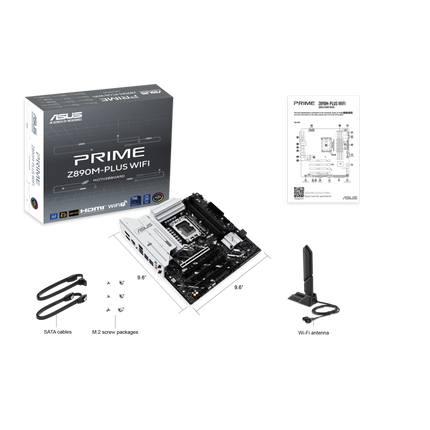 Tarjeta Madre ASUS PRIME Z890M-PLUS WIFI | LGA 1851 | DDR5 | 3x M.2 + 4x SATA | USB 3.2 | WIFI 7 | PCIe 5.0 | Aura Sync RGB