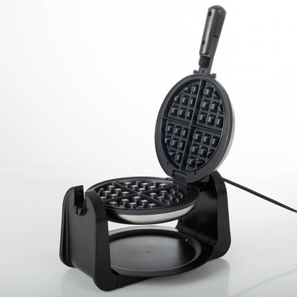 Wafflera Black+Decker Belgian Flip Maker WM1404S | 7″ Redonda | 800 W | Giratoria | Rejillas Profundas