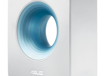 Panel trasero router ASUS Blue Cave con puertos Ethernet y conexiones