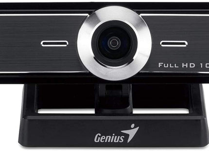 Empaque original de cámara web Genius F100 V2 con especificaciones Full HD 1080p