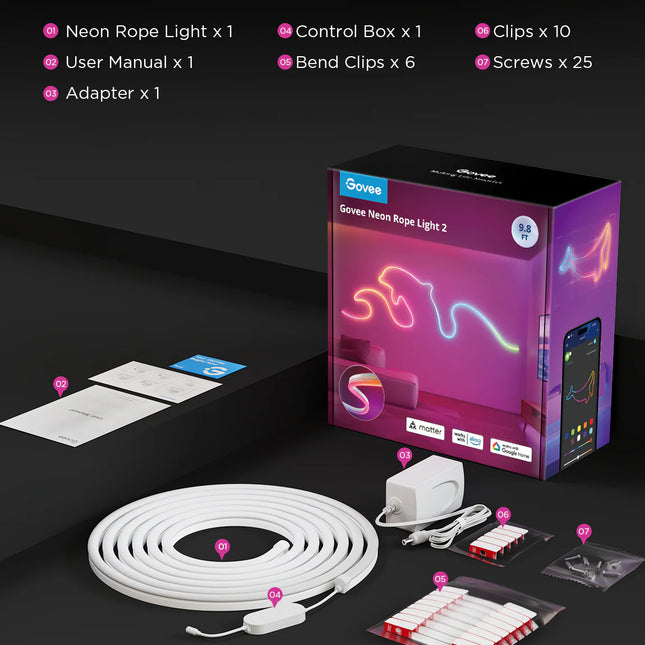 Luces Govee H61D3101 LED Strip White | 3 Metros | Soporte Matter | Compatible con HomeKit, Google, Alexa, SmartThings